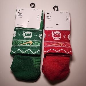 Nike Elite Crew Basketball Socks Christmas Size Large Men Sz 10-13